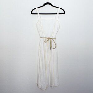 Vintage White Linen Sundress with Corded Belt
